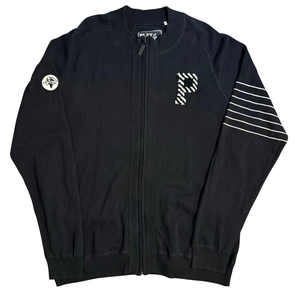 Play Cloths Sweater Letter-Patch Full-Zip Our Gang 1977 Black Men’s Size XL